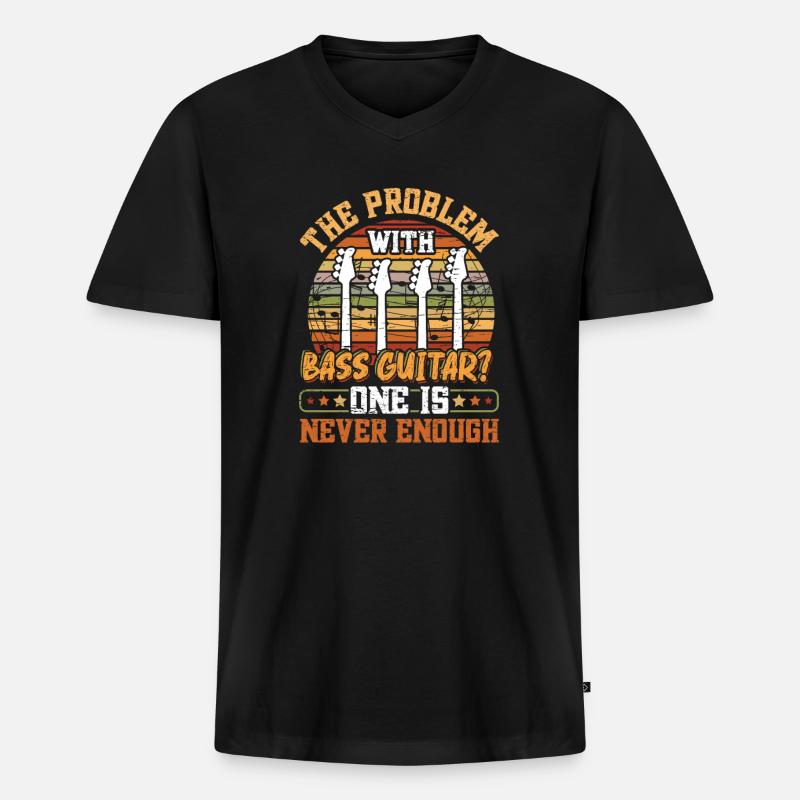 Das Problem mit der Bassgitarre - Männer Premium Bio T-Shirt mit V-Ausschnitt - Schwarz