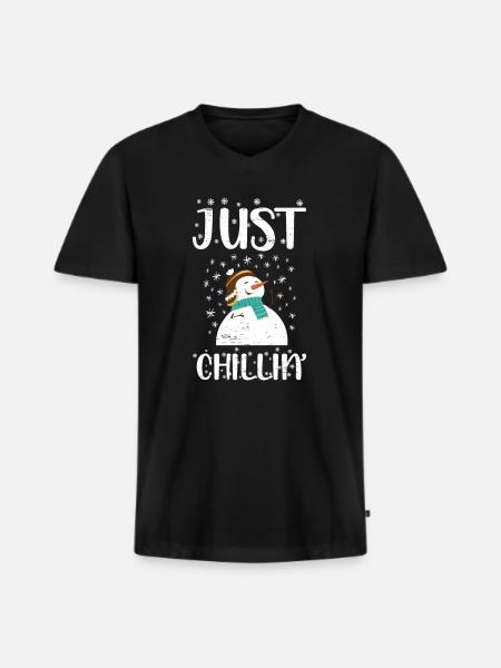Santa Claus Snowman Holidays - Men's Premium Organic T-shirt with V-neck - black