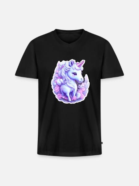 Cute unicorn - Men's Premium Organic T-shirt with V-neck - black
