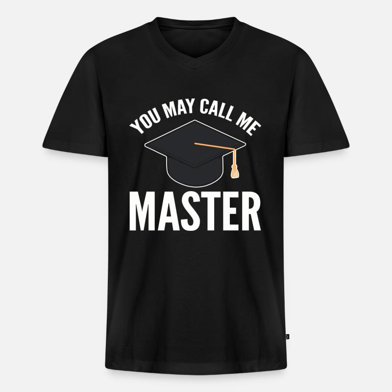 Master Studium Abschlussfeier - Männer Premium Bio T-Shirt mit V-Ausschnitt - Schwarz