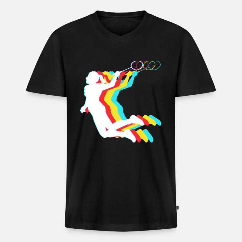 Badminton - Männer Premium Bio T-Shirt mit V-Ausschnitt - Schwarz