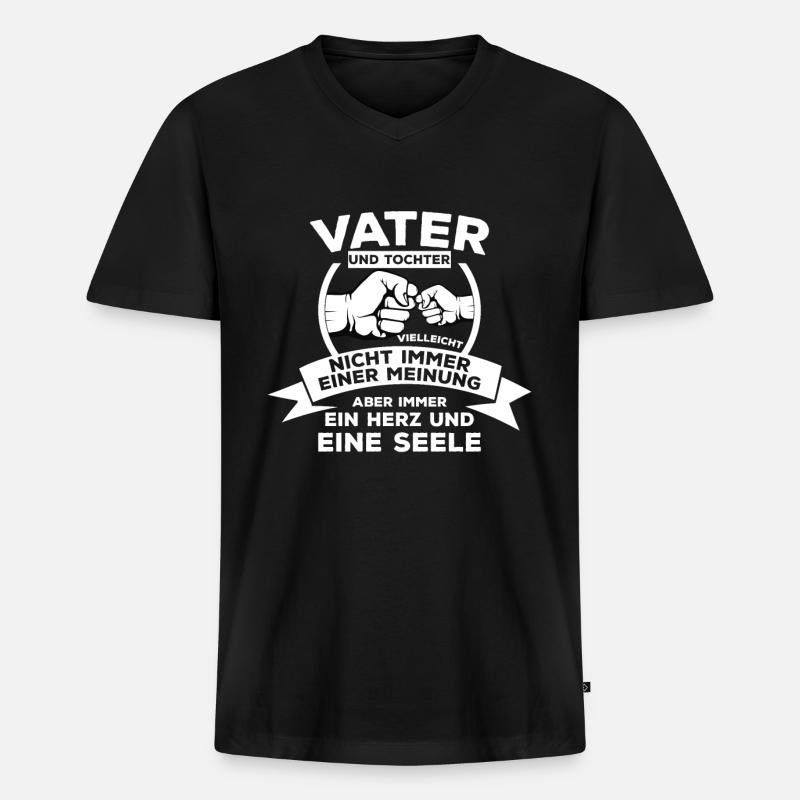 Papa - Männer Premium Bio T-Shirt mit V-Ausschnitt - Schwarz