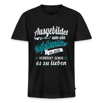 Notfallsanitäter Auszubildender Rettungsdienst - Männer Premium Bio T-Shirt mit V-Ausschnitt - Schwarz - Vorne - Nico (187cm)