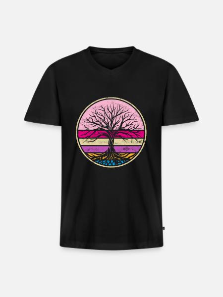 Meditation Yoga Chakra Pilates Tree of Life - Premium økologisk T-shirt med V-hals til mænd - sort
