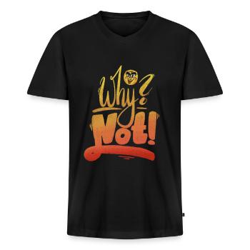Why Not Exclamation Mark - Men's Premium Organic T-shirt with V-neck - black - Front - Nico (187cm)