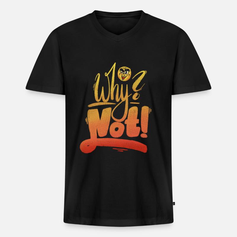 Why Not Ausrufezeichen - Männer Premium Bio T-Shirt mit V-Ausschnitt - Schwarz