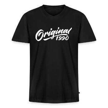 Original 1990er 1990 Geburtstagsgeschenk - Männer Premium Bio T-Shirt mit V-Ausschnitt - Schwarz - Vorne - Nico (187cm)