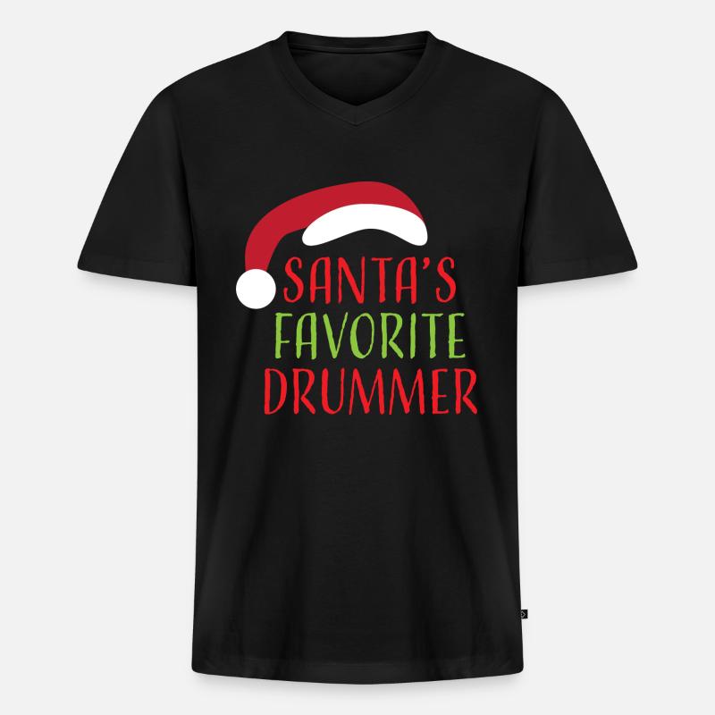 Weihnachten Schlagzeug - Männer Premium Bio T-Shirt mit V-Ausschnitt - Schwarz