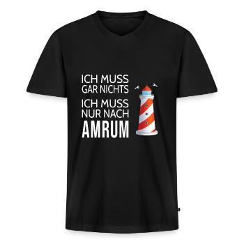 Amrum Hoodie - Männer Premium Bio T-Shirt mit V-Ausschnitt - Schwarz - Vorne - Nico (187cm)