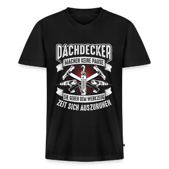 Lustige Dachdecker Geschenke für Dachdecker - Männer Premium Bio T-Shirt mit V-Ausschnitt - Schwarz - Vorne - Nico (187cm)