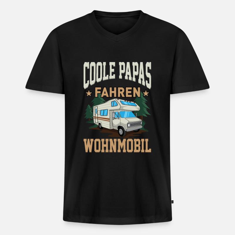 Wohnmobil Papa Geschenk Idee - Männer Premium Bio T-Shirt mit V-Ausschnitt - Schwarz