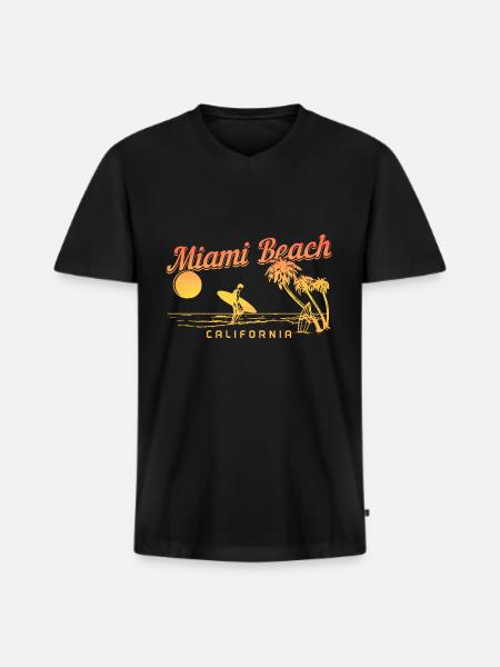 Miami Beach, Florida, USA - Men's Premium Organic T-shirt with V-neck - black