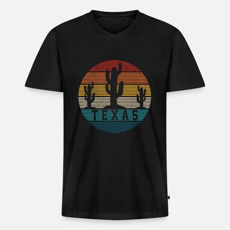 Texas - Männer Premium Bio T-Shirt mit V-Ausschnitt - Schwarz