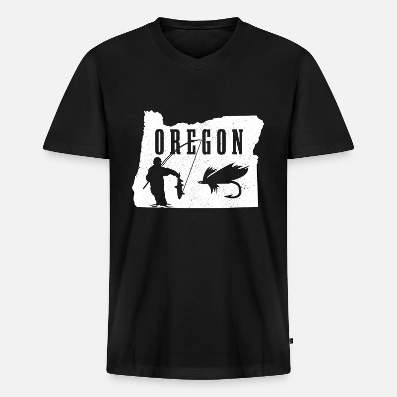 Oregon - Männer Premium Bio T-Shirt mit V-Ausschnitt - Schwarz