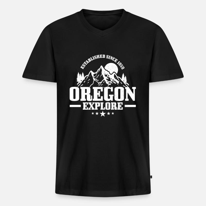 Oregon - Männer Premium Bio T-Shirt mit V-Ausschnitt - Schwarz