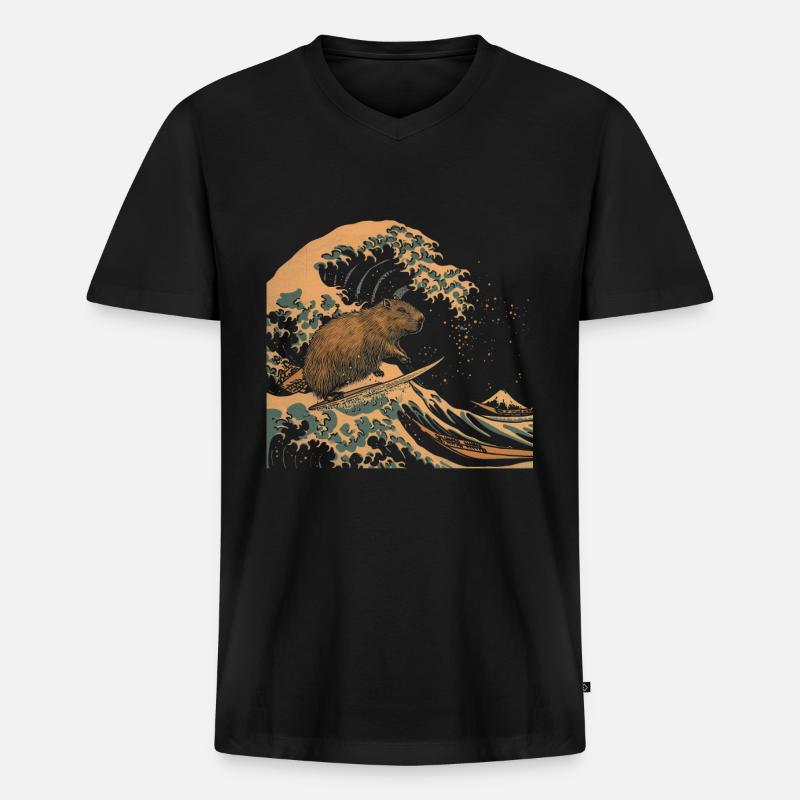 Capybara Lustiges Geschenk - Männer Premium Bio T-Shirt mit V-Ausschnitt - Schwarz