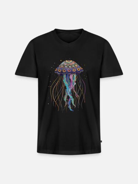 Cadeau de méduse - T-shirt encolure en V Premium bio Homme - noir