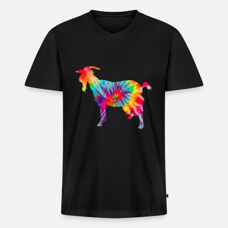 Ziege Tie Dye Geschenk - Männer Premium Bio T-Shirt mit V-Ausschnitt - Schwarz
