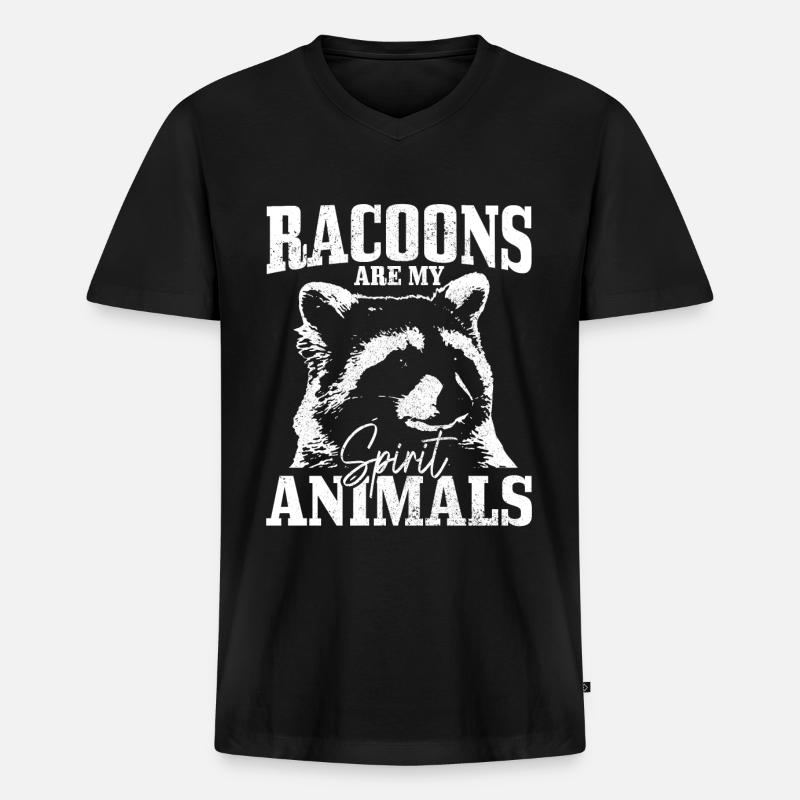 Waschbär Lustig Geschenk - Männer Premium Bio T-Shirt mit V-Ausschnitt - Schwarz