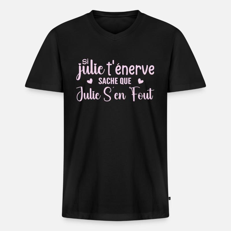Julie - Männer Premium Bio T-Shirt mit V-Ausschnitt - Schwarz
