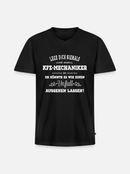 KFZ Mechaniker - white - Männer Premium Bio T-Shirt mit V-Ausschnitt - Schwarz