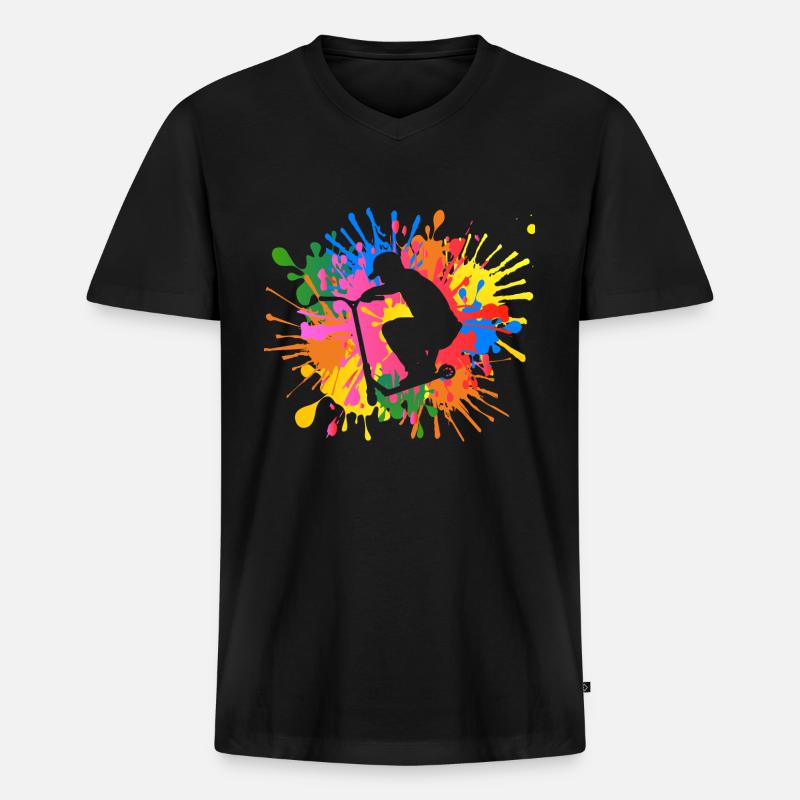 Stunt Scooter - Männer Premium Bio T-Shirt mit V-Ausschnitt - Schwarz