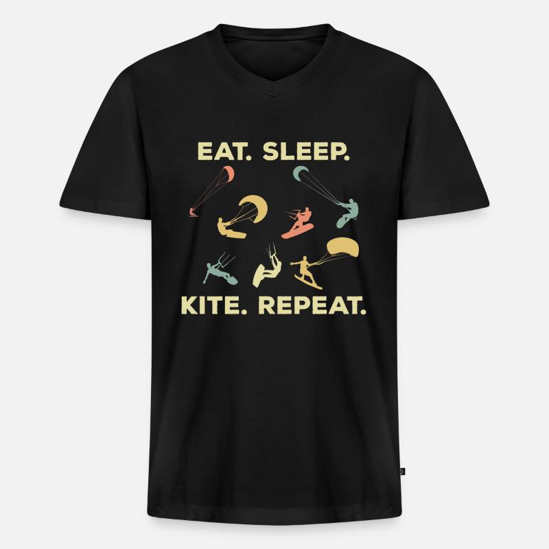 Kiter - Männer Premium Bio T-Shirt mit V-Ausschnitt - Schwarz