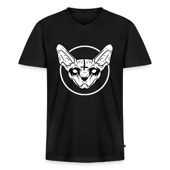 Kawaii Spynx Cat Metal Nu Goth Occult Emo Punk - Men's Premium Organic T-shirt with V-neck - black - Front - Nico (187cm)
