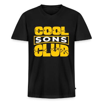 Cool Sons Club Groovy Retro Dad Mom Father's Day - Men's Premium Organic T-shirt with V-neck - black - Front - Nico (187cm)