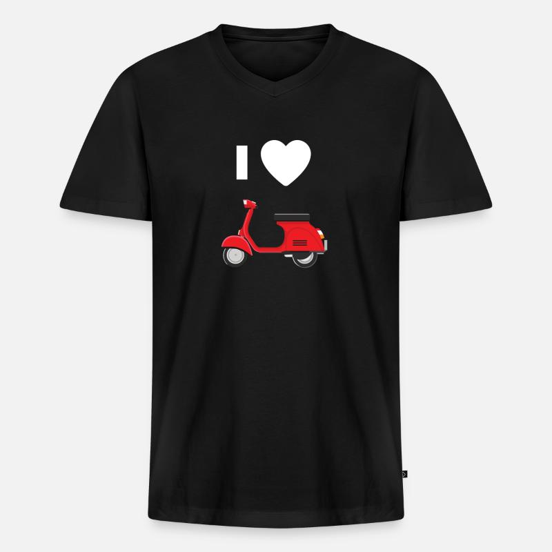 I Love Scooter Roller - Männer Premium Bio T-Shirt mit V-Ausschnitt - Schwarz