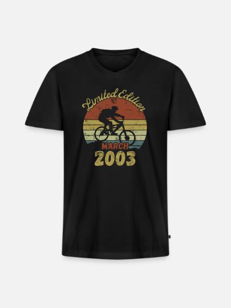 Vélo d’anniversaire Mars 2003 - T-shirt encolure en V Premium bio Homme - noir