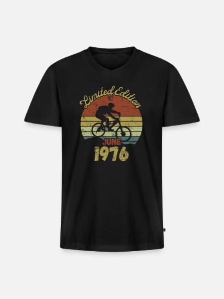 Verjaardag Fiets Fiets Juni 1976 - Mannen Premium Bio T-shirt met V-hals - zwart