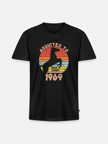 Anniversaire Équitation Août 1969 - T-shirt encolure en V Premium bio Homme - noir