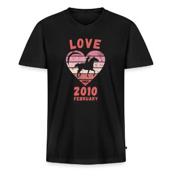 Love Pferde Reiten Geburtstag Februar 2010 - Männer Premium Bio T-Shirt mit V-Ausschnitt - Schwarz - Vorne - Nico (187cm)