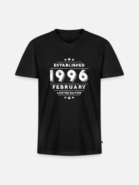 Birthday in February 1996 - February - Men's Premium Organic T-shirt with V-neck - black