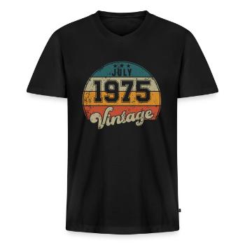 Vintage Geburtstag - Juli 1975 - Geschenkidee - Männer Premium Bio T-Shirt mit V-Ausschnitt - Schwarz - Vorne - Nico (187cm)
