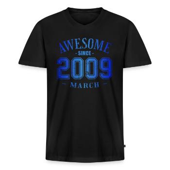 March 2009 - Geburtstag im März Awesome - Männer Premium Bio T-Shirt mit V-Ausschnitt - Schwarz - Vorne - Nico (187cm)