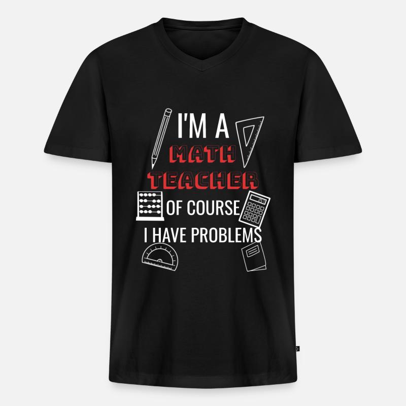 Mathelehrer Lehramt Student Geschenkidee - Männer Premium Bio T-Shirt mit V-Ausschnitt - Schwarz