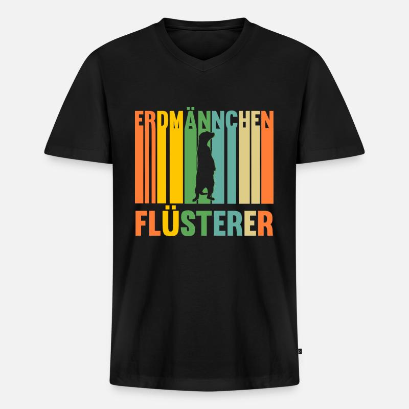Erdmännchen - Männer Premium Bio T-Shirt mit V-Ausschnitt - Schwarz