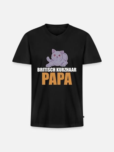 Britisch Kurzhaar Katze - Männer Premium Bio T-Shirt mit V-Ausschnitt - Schwarz