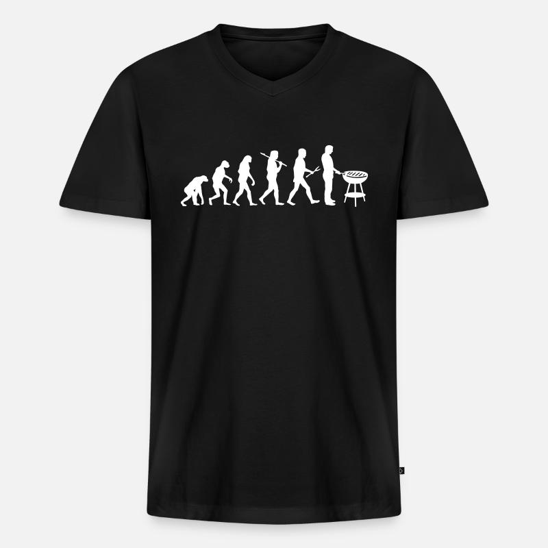 Evolution Mens BBQ - Männer Premium Bio T-Shirt mit V-Ausschnitt - Schwarz