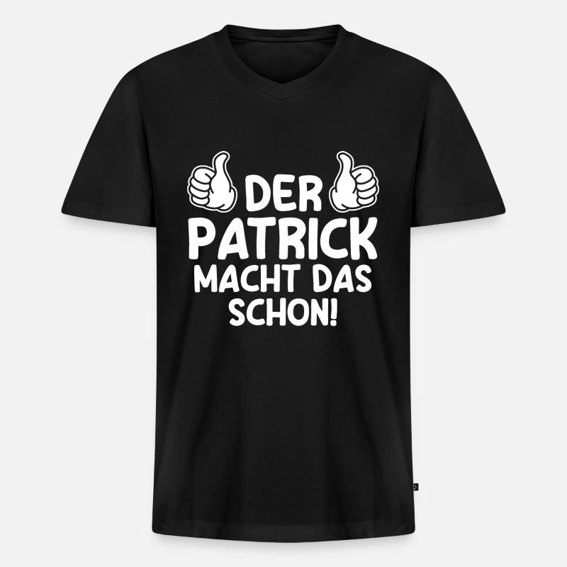 Patrick - Männer Premium Bio T-Shirt mit V-Ausschnitt - Schwarz