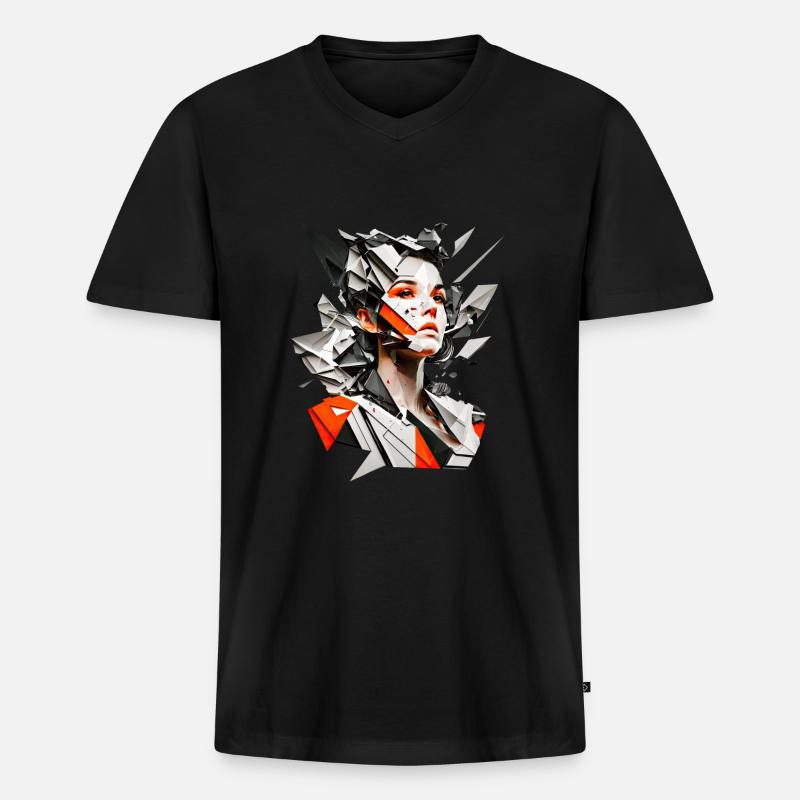 Retro Flash No34 - Männer Premium Bio T-Shirt mit V-Ausschnitt - Schwarz