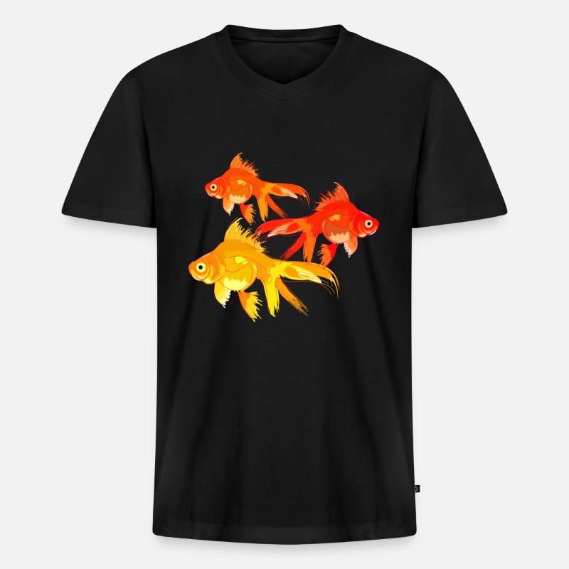 Bunter Goldfisch Gartenteich - Männer Premium Bio T-Shirt mit V-Ausschnitt - Schwarz