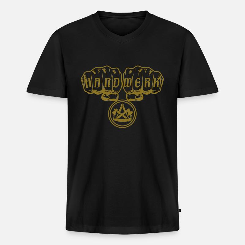 Zimmermann Faust Handwerk Beruf - Männer Premium Bio T-Shirt mit V-Ausschnitt - Schwarz