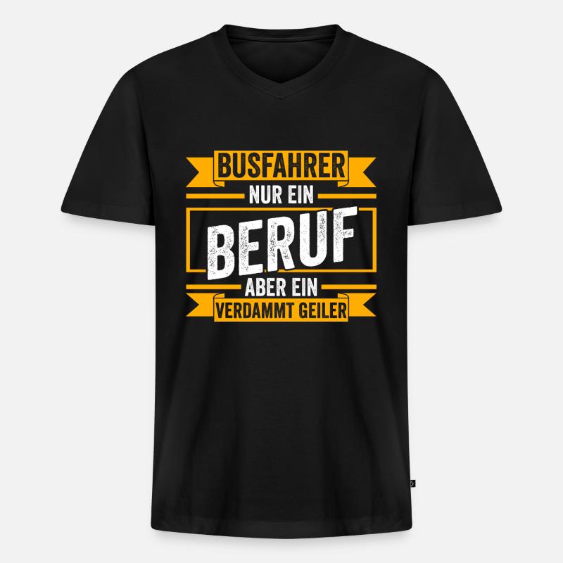 Bus Busfahrer - Männer Premium Bio T-Shirt mit V-Ausschnitt - Schwarz