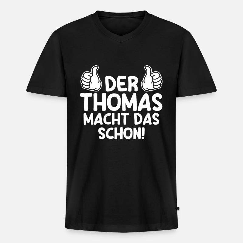 Thomas - Männer Premium Bio T-Shirt mit V-Ausschnitt - Schwarz