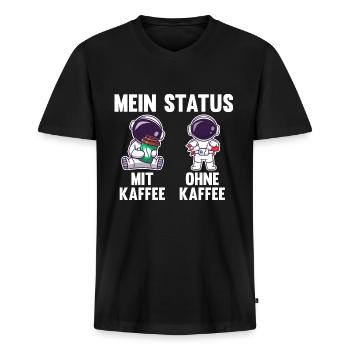 Astronaut Mein Status Mit Kaffee Ohne Kaffee - Männer Premium Bio T-Shirt mit V-Ausschnitt - Schwarz - Vorne - Nico (187cm)