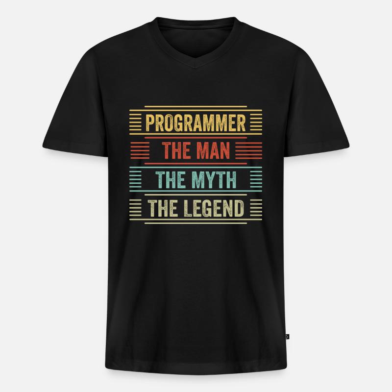 Programmierer Entwickler Programmierer - Männer Premium Bio T-Shirt mit V-Ausschnitt - Schwarz