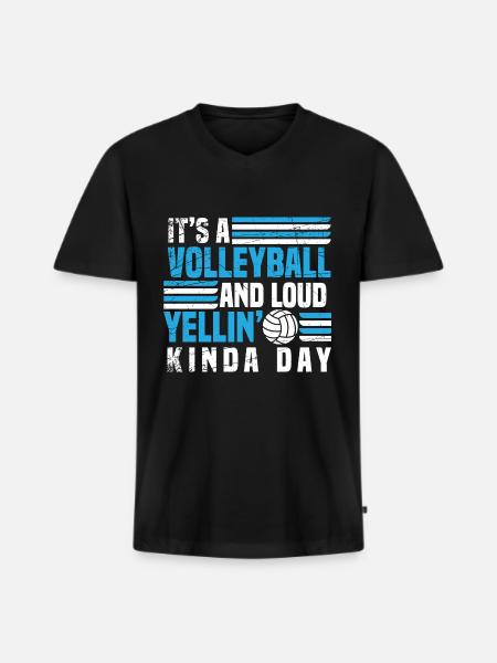 Volley-ball Volleyeurs Terrain de volley-ball - T-shirt encolure en V Premium bio Homme - noir